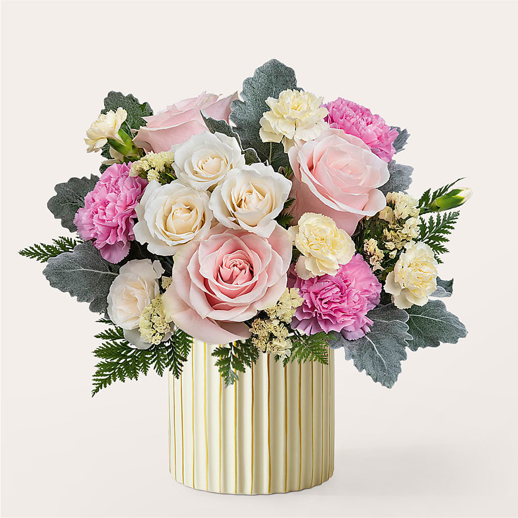 Blissful Moments Bouquet with Ivory Vase – St Lucie Flower Venue And Gifts, Fort Pierce FL