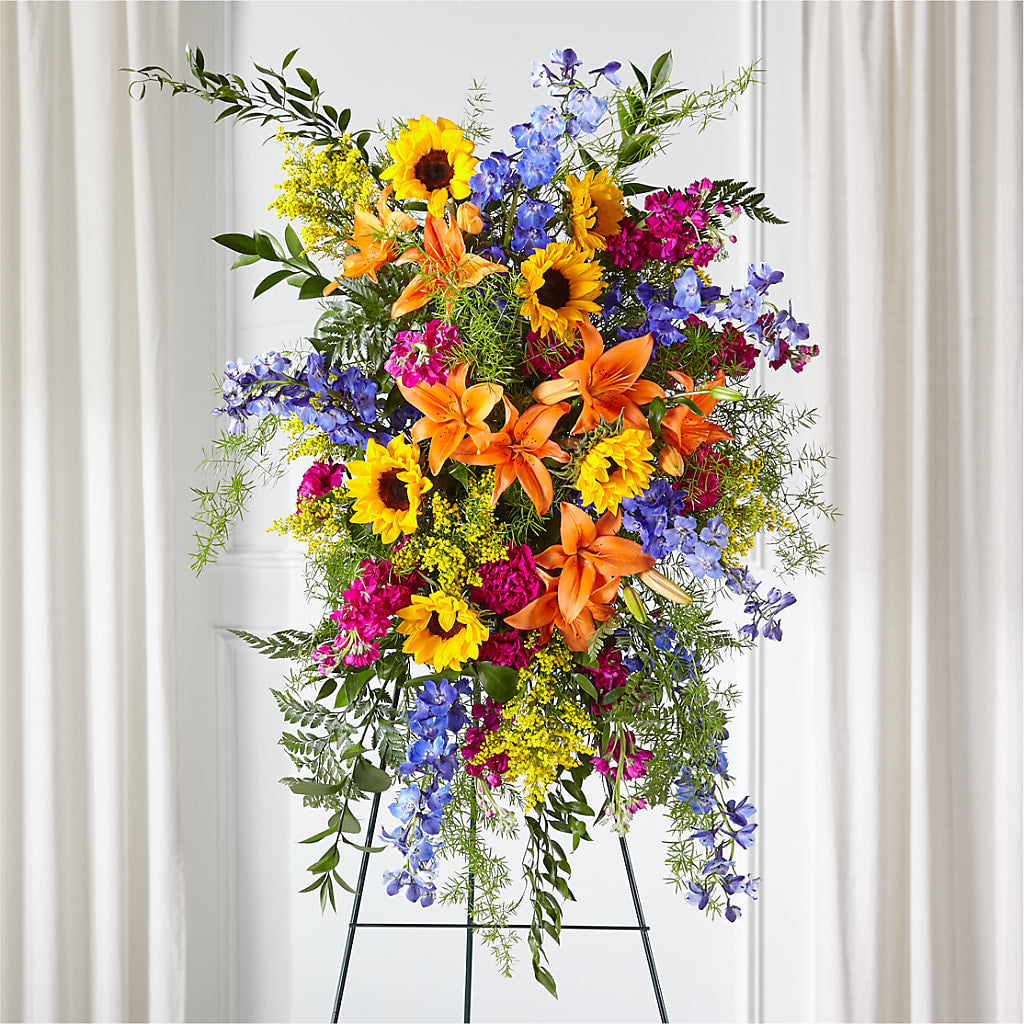 Sunlit Memories Standing Spray (Standard) – St Lucie Flower Venue And Gifts, Fort Pierce FL