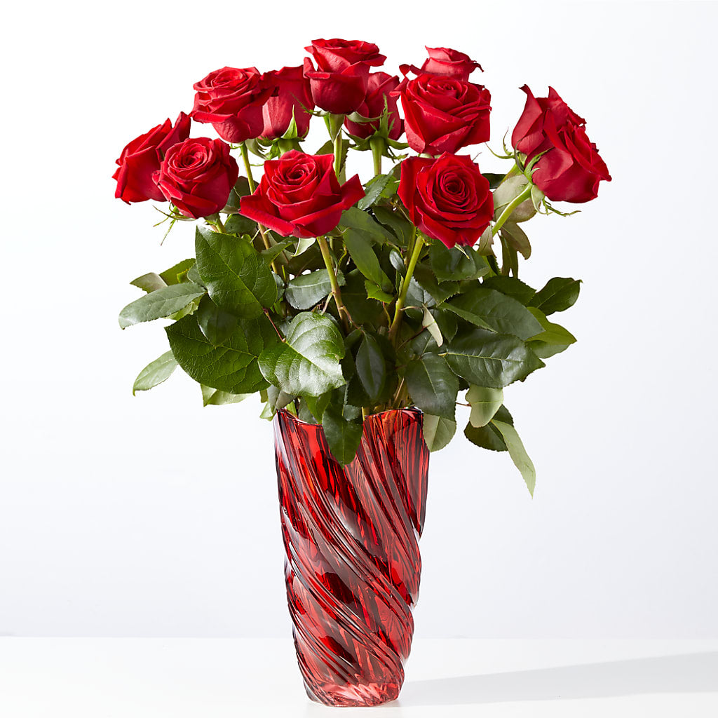 Classic Love Red Rose Bouquet with Luxe Swirl Vase – St Lucie Flower Venue And Gifts, Fort Pierce FL