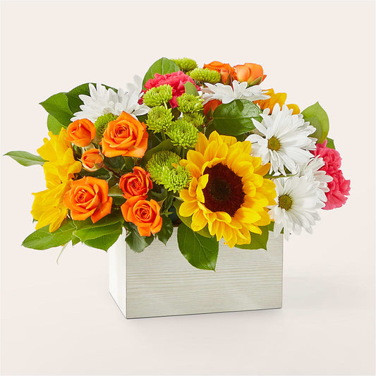 Sun-drenched Blooms Box Bouquet –  St Lucie Flower Venue And Gifts, Fort Pierce FL