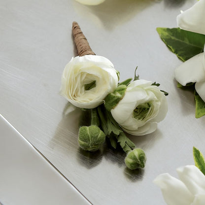 White Ranunculus Boutonniere –  St Lucie Flower Venue And Gifts, Fort Pierce FL